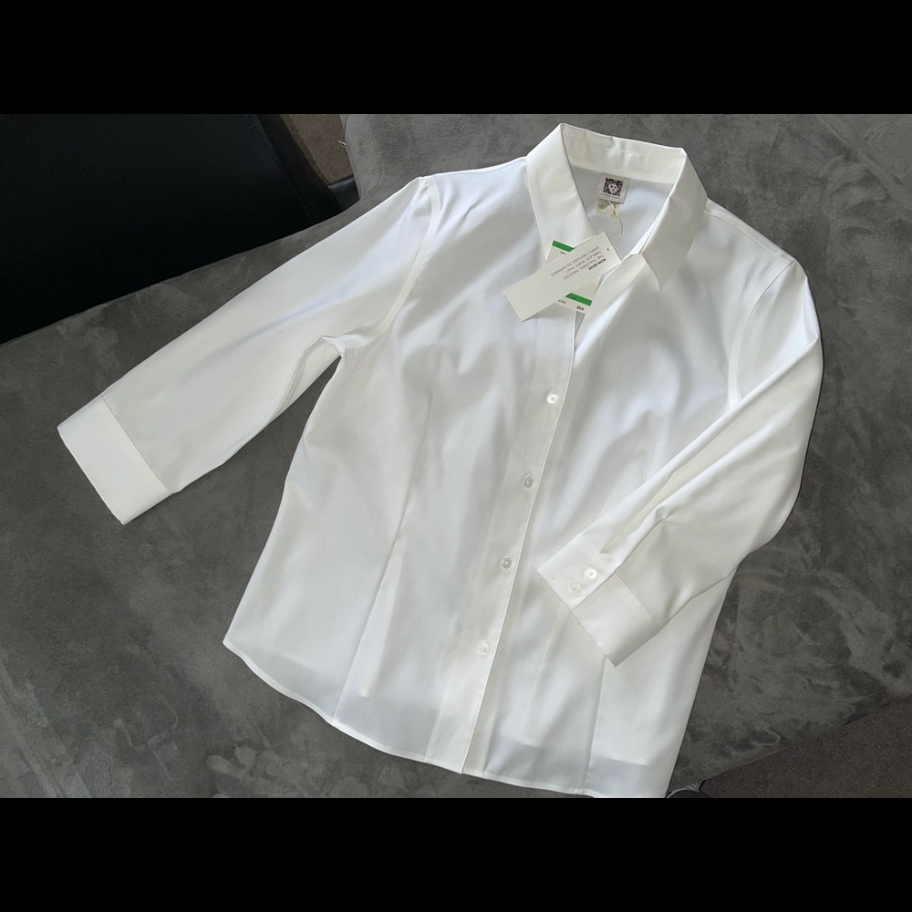 anne klein no iron white blouse wmns sz LG NWT
